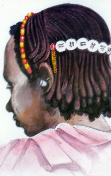 Donna di etnia Banna con ornamenti dei capelli Valle dell'Omo 