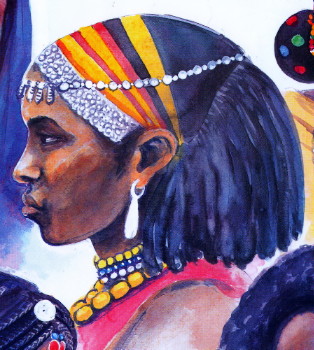 Bel volto di donna con capelli ornati e treccine Sidamo Etiopia