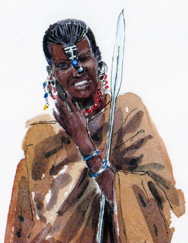 Dipinto di uomo tipico mazai Kenya