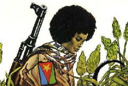 Foto simbolo di donna eritrea: non solo lotta al nemico ma anche dedizione al lavoro