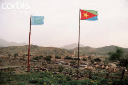 Foto della prima bandiera Eritrea assegnata da ONU