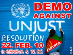 Locandina della manifestazione eritrea a Ginevra